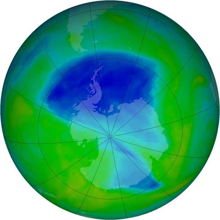 Antarctic ozone map for 06 December 1998